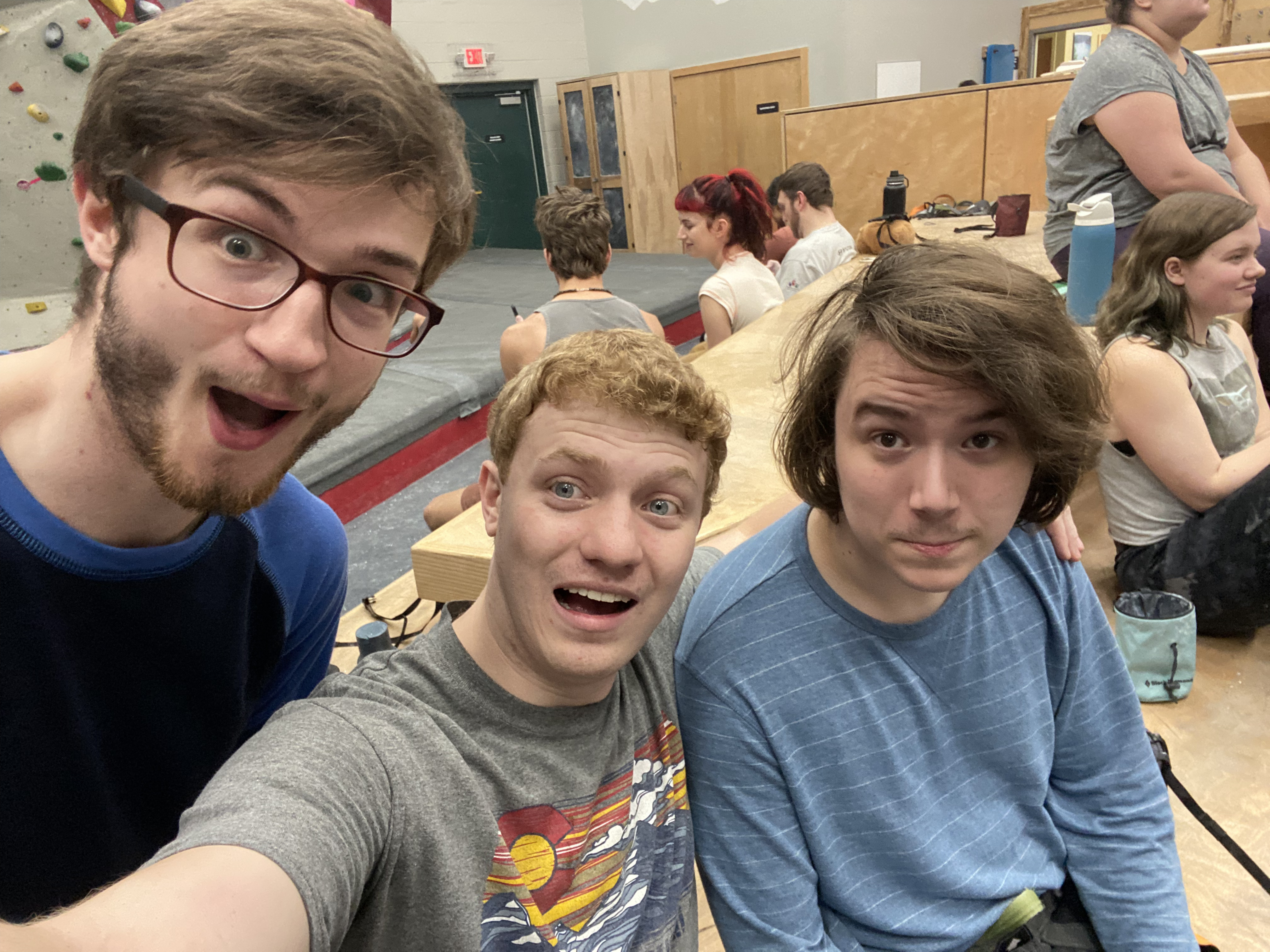 At the climbing gym with friends